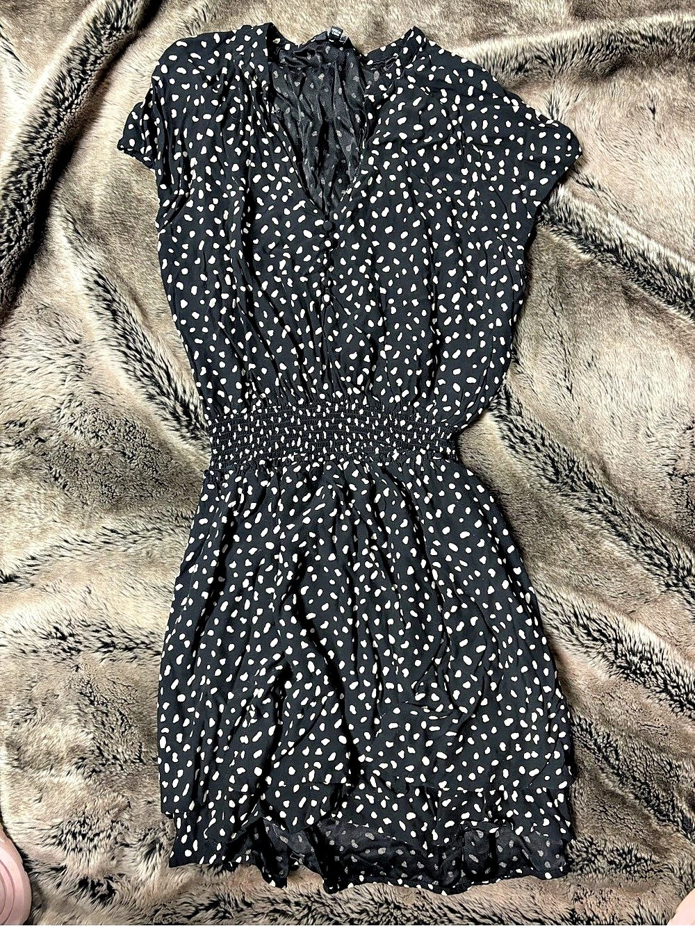 Rails Audrina Dress Animal Print Mini Dress Black & White Medium
